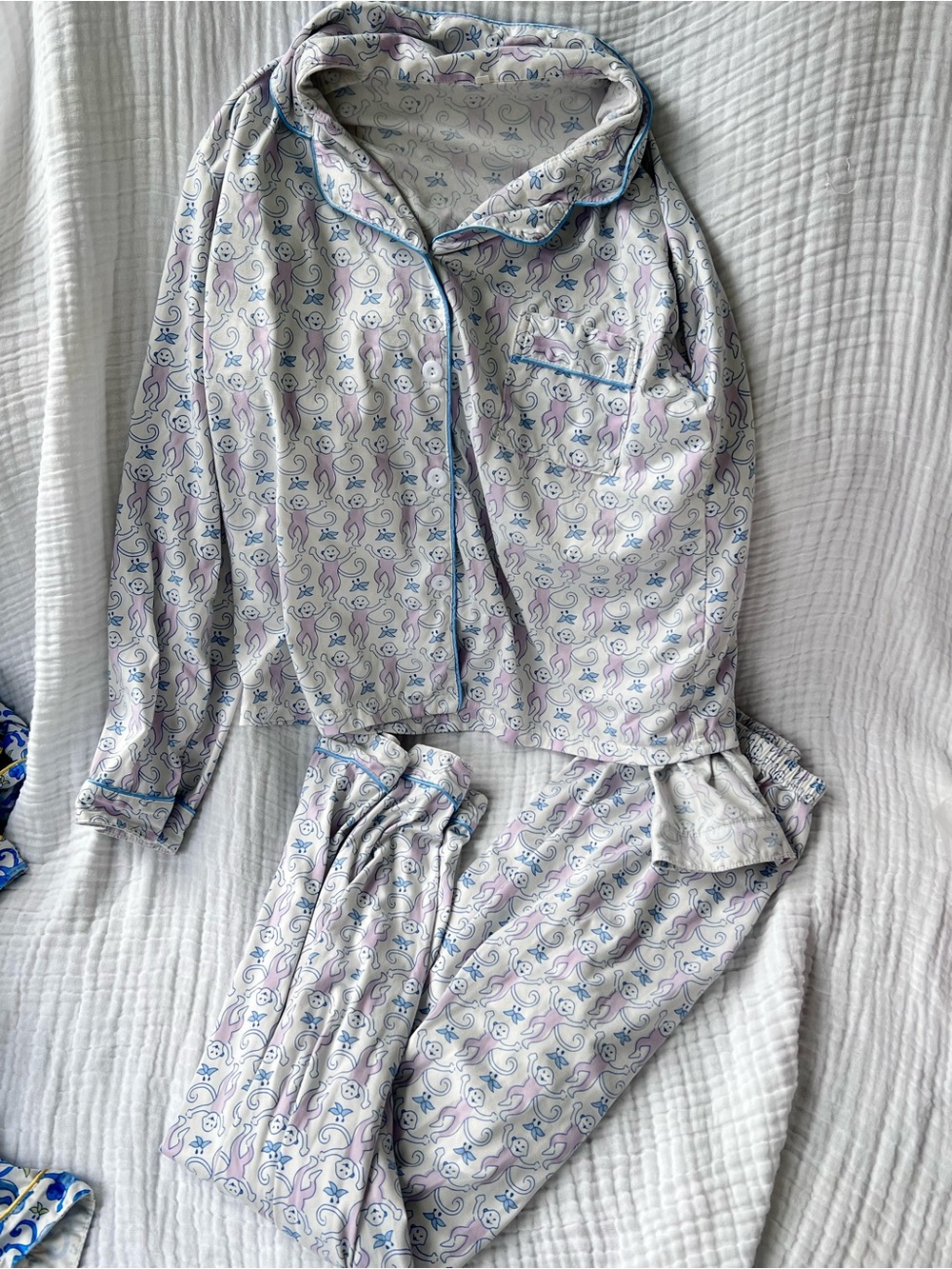 Lavander Pastel Monkey Pajama Set - polyester